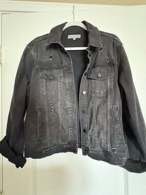 Just USA Distressed Black Washed Denim Jacket